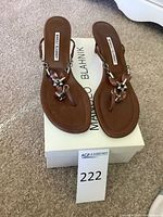 Top view of both sandals on box