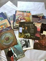 Group of records spread out showing multiple album covers
