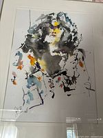 Full view of framed watercolor showing artwork, mat and frame