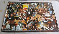 Full view of unframed Rolling Stones collage poster on table