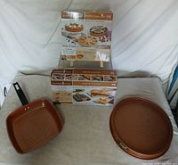 Group shot of all Copper Chef items and packaging
