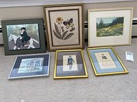 Group shot of all six framed artworks