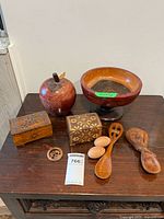 Group view of all wooden decorative items