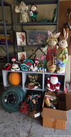 Wide view of lot showing all seasonal items on shelving unit