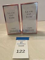 Front view of two sealed Lancôme La Vie Est Belle boxes