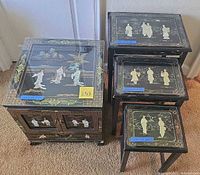 cabinet and three nesting tables showing design and scale