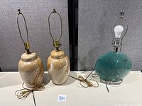 All three lamps on table showing overall appearance