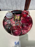 Overview of all glass ornaments, stained glass pieces and hardware