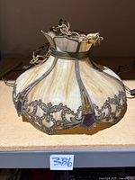 Full view of slag glass pendant light