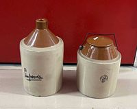 Simpson's jug and lidded crock side by side