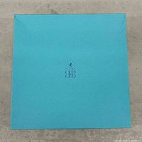 Closed light blue box with Birks logo on top.