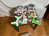 Overview of all playset pieces on table