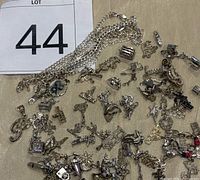 Overview of all sterling silver charms and seven chain bracelets