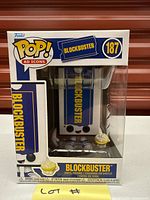Front of boxed Funko Pop Blockbuster figure showing item number 187 and character