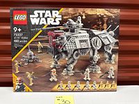 Front of sealed LEGO Star Wars AT-TE Walker Set 75337 box showing piece count and age rating