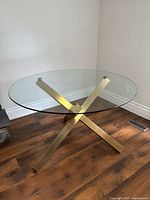 Full view of round glass-top dining table