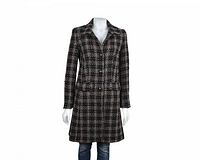 Full front view of the Esprit plaid coat on mannequin