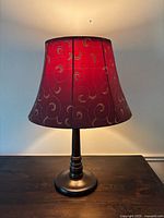 Lamp illuminated showing shade pattern and base