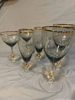 Full set of six stemware pieces showing sizes and design