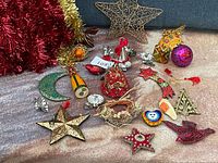 Assorted ornaments laid out showing variety