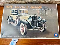 Front of box for 1928 Lincoln 'L' Dietrich 1/16 scale model kit by Entex.