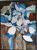 Full view of abstract painting in frame