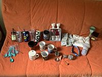 All items laid out on sofa for overview