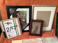 Overview showing four frames, open photo binder, and background albums