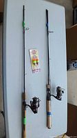 Two fishing rod and reel combos with bobber package