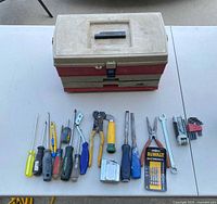 Overall view of toolbox and all hand tools laid out