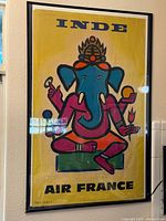 Framed Jean Carlu “Inde – Air France” travel poster showing full front view