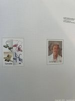 Open page showing four 46¢ mint Canadian stamps in quadrant layout