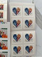 49¢ heart pane, partial 65¢ Christmas, 45¢ deer, 89¢ stamps