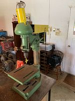 Front view drill press on bench