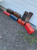 All eight toolboxes lined up for size and color overview