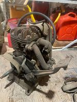 Right side view showing cylinder, exhaust port, side kick start assembly