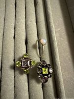 Front view of three sterling silver gemstone rings
