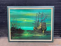 Full view of framed Mystic Galleons painting