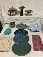 Group shot of all pottery pieces laid out