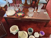 Top view of Knechtel coffee table with drawer front visible