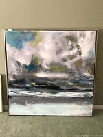 Front view of framed abstract painting