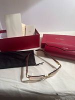 Eyeglasses with accessories laid out