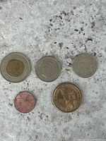 All five coins front view