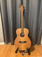 Full view of guitar on stand