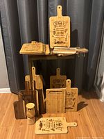 Full collection of boards and candleholders displayed