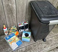 Group shot showing rolling bin and all accessories