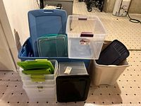 Group shot showing all nine bins stacked together