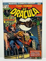Front cover of The Tomb of Dracula #18 in bag and board