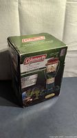Retail box front showing Coleman PerfectFlow propane lantern