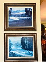 Both framed paintings hung vertically